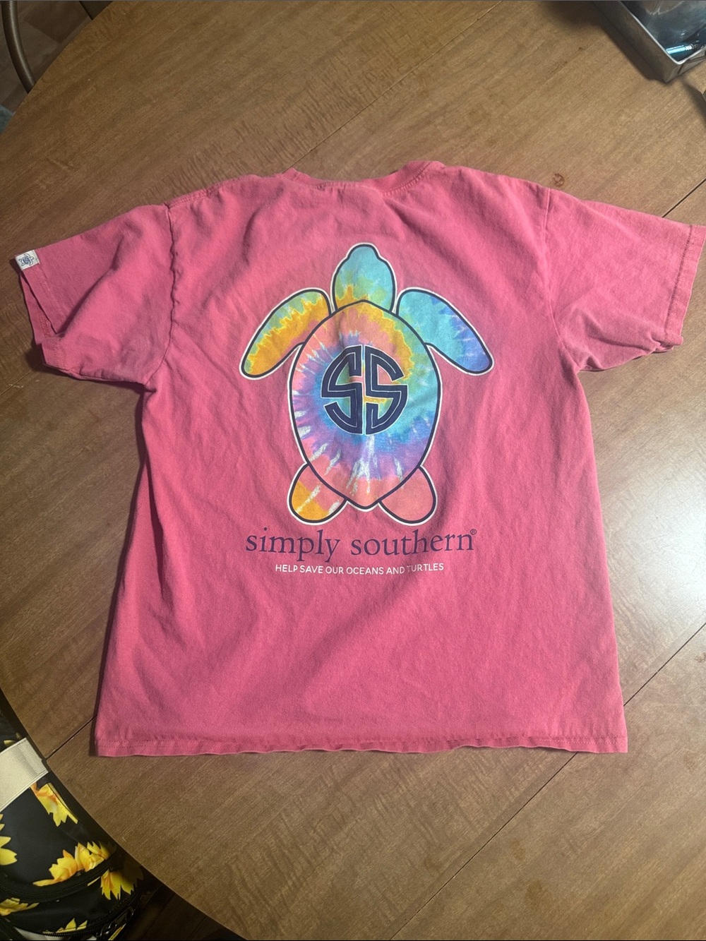 Simply Southern Coral Tee with Tie-Dye Turtle Graphic